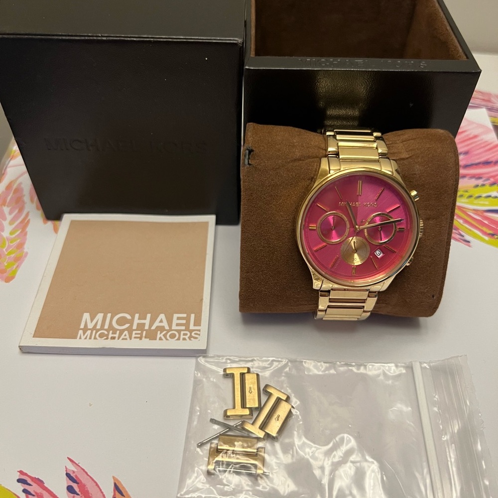 Michael Kors Pink and Gold Watch